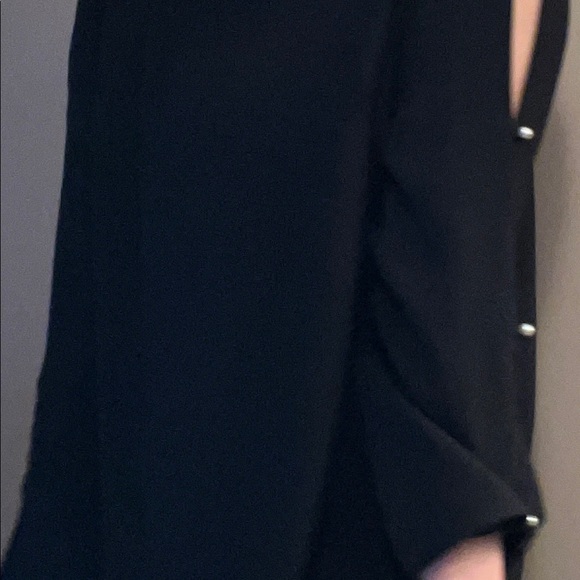 💕NWT. ANN TAYLOR Black, long bell sleeved Blouse w- Pearl Details. Large.BLOUSE - Picture 13 of 13